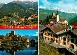 73063204 Ladis Ortsansicht Mit Kirche Burg Wasserspiegelung Alpenpanorama Ladis - Andere & Zonder Classificatie