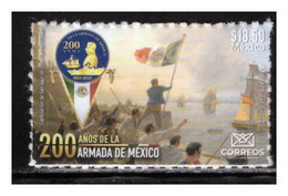 2021 MÉXICO 200 Años De La Armada De México MNH 200 Years Of The Mexican Navy  SELF-ADHERIBLE SEAL, FLAG, BOATS - Mexico