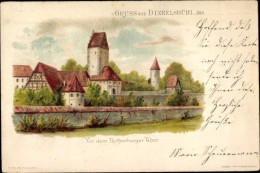 Lithographie Dinkelsbühl In Mittelfranken, Vor Dem Rothenburger Tor - Sonstige & Ohne Zuordnung