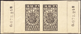 ESPAGNE / ESPANA - COLONIAS (Cuba) 1896/97 "PAGOS AL ESTADO" Fulcher 1161+1173 5c Sello Doble Nuevo* (0.072.248) - Kuba (1874-1898)