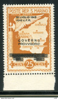 Posta Aerea Governo Provvisorio Cent. 25 Varietà Doppia Soprastampa - Unused Stamps