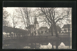 AK Bela Pod Bezdezem, Partie Am Teich Mit Blick Zum Rathaus  - Repubblica Ceca