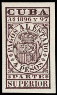 ESPAGNE / ESPANA - COLONIAS (Cuba) 1896/97 "PAGOS AL ESTADO" Fulcher 1168 4P Parte Superior Nuevo** - Cuba (1874-1898)