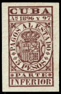 ESPAGNE / ESPANA - COLONIAS (Cuba) 1896/97 "PAGOS AL ESTADO" Fulcher 1181 5P Parte Superior Nuevo** - Kuba (1874-1898)