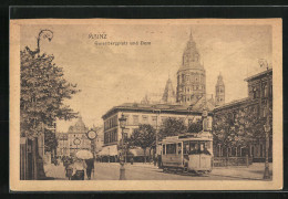 AK Mainz, Strassenbahn Am Gutenbergplatz  - Tram