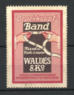 Reklamemarke Druckknopf-Band Rival U. Koh-i-noor, Metallwarenfabrik Waldes & Co. Dresden, Hände Halten Ein Knopfband  - Erinnofilie