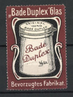 Reklamemarke Bade Duplex Glas, 1 /2 Liter Gefäss  - Erinnofilie