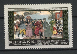 Künstler-Reklamemarke Altona, Gartenbau-Ausstellung 1914, Blücher Empfängt Vertriebene Hamburger 1813  - Erinofilia