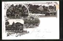 Lithographie Schwartau, Geertz Hôtel, Riesebusch-Halle, Bahnhof  - Bad Schwartau