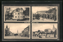 AK Adorf I. Vogtl., Elster-Cafe, Marktplatz Mit Kirche, Pfortenberg  - Bad Elster