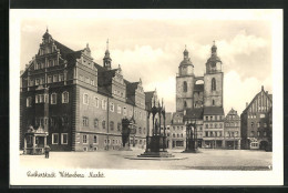 AK Lutherstadt Wittenberg, Denkmäler Auf Dem Markt  - Wittenberg