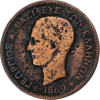 Grèce, George I, 5 Lepta, 1869, Strasbourg, Cuivre, TB+, KM:42 - Grèce