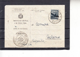 ITALIA  1947 - Avviso Ricevimento Postale Da Celano Per Firenze - 1946-60: Poststempel