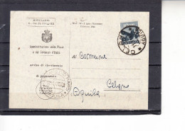 ITALIA  1947 - Avviso Ricevimento Postale Da Celano Per  L'Aquila - 1946-60: Storia Postale