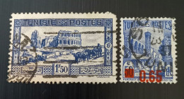 Tunisie 1931 Land And People Amphithéâtre D'El Djem  1937 Mosquée Halfaouine Previous Stamps Surcharged - Oblitérés