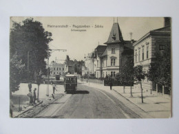 Romania-Sibiu:Station De Tramway,tramway C.p.voyage 1913 Timbre Rare/Tram Station,trams Mailed Postcard 1913 Rare Stamp - Rumänien