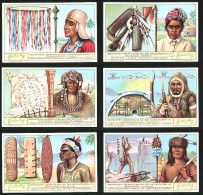 6 Sammelbilder Liebig, Serie Nr.: 1266, Nachrichten übermitteln Bei Den Naturvölkern, Indianer, Australier, Eskimos  - Liebig