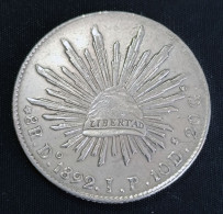 MEXICO 1892 8 REALES Silver Coin, Durango Mint JP - See Imgs., Nice, Scarce - México