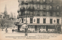 PARIS 16 ème - CAFE RESTAURANT De La GARDE NATIONALE - 11, PLACE De L( HOTEL De VILLE - CARTE POSTALE MENU (9x14cm) - Distrito: 04