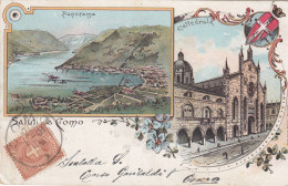 COMO-LAGO DI COMO-SALUTI DA..-GRUSS AUS-MULTIVEDUTE- CARTOLINA LITHO  VIAGGIATA IL 20-1-1901-RETRO INDIVISO - Como