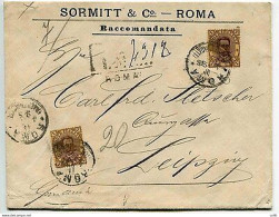 Umberto I° Lire 1 Due Esemplari Su Busta Racc. Da Roma - Marcofilía