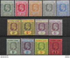 1907-12 Sierra Leone Edoardo VII 13v. MH SG N. 99/111 - Autres & Non Classés