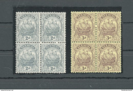 1910-25 BERMUDA, Stanley Gibbons N. 47-49 - 2d. Grey - 3d. Purple - Blocco Di Quattro - MNH** - Other & Unclassified