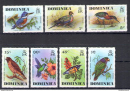 1976 Dominica, Uccelli - Yvert N. 478-84 - 7 Valori - MNH** - Altri & Non Classificati