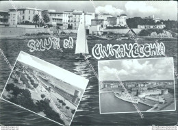 Br91 Cartolina Saluti Da Civitavecchia Vedutine Provincia Di Roma Lazio - Otros & Sin Clasificación