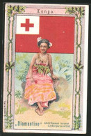 Sammelbild Rud. Starcke, Diamantine, Königreich Tonga, Flagge Und Frau Im Kleid  - Autres & Non Classés