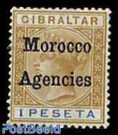 Great Britain 1898 1pta, Morocco Agencies, Stamp Out Of Set, Unused (hinged) - Ongebruikt