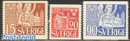 Sweden 1946 Lund Dom 3v, Mint NH, Religion - Churches, Temples, Mosques, Synagogues - Nuevos