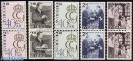 Sweden 1986 King Annivery 5 Pairs, Mint NH, History - Kings & Queens (Royalty) - Ungebraucht
