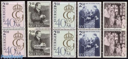 Sweden 1986 King Annivery 5 Pairs, Mint NH, History - Kings & Queens (Royalty) - Unused Stamps