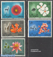 Somalia 1965 Flowers & Animals 5v, Mint NH, Nature - Animals (others & Mixed) - Birds - Flowers & Plants - Giraffe - O.. - Somalie (1960-...)