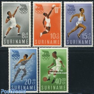 Suriname, Colony 1960 Olympic Games Rome 5v, Mint NH, Sport - Basketball - Football - Olympic Games - Swimming - Basketbal