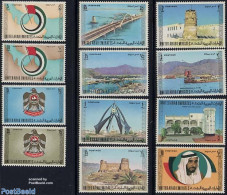 United Arab Emirates 1973 Definitives 12v, Mint NH, History - Transport - Various - Coat Of Arms - Flags - Ships And B.. - Schiffe