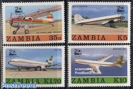 Zambia 1987 Air Zambia 4v, Mint NH, Transport - Aircraft & Aviation - Avions