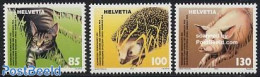 Switzerland 2004 Animal Protection 3v, Mint NH, Nature - Animals (others & Mixed) - Cats - Hedgehog - Neufs