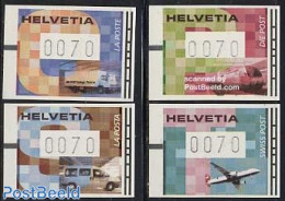Switzerland 2001 Automat Stamps 4v, Mint NH, Transport - Automat Stamps - Automobiles - Aircraft & Aviation - Railways - Ungebraucht