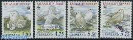 Greenland 1999 WWF, Snow Owl 4v Normal Paper (from Booklet), Mint NH, Nature - Birds - Owls - World Wildlife Fund (WWF) - Unused Stamps