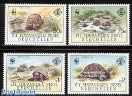 Seychelles, Zil Eloigne Sesel 1987 WWF, Turtles 4v, Mint NH, Nature - Reptiles - Turtles - World Wildlife Fund (WWF) - Seychelles (1976-...)