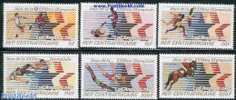 Central Africa 1982 Olympic Games Los Angeles 6v, Mint NH, Nature - Sport - Horses - Athletics - Football - Olympic Ga.. - Leichtathletik