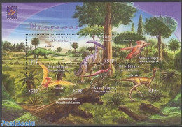 Central Africa 2001 Preh. Animals 6v M/s, Mint NH, Nature - Prehistoric Animals - Vor- U. Frühgeschichte