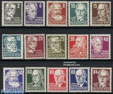 Germany, DDR 1952 Definitives, Famous Persons 15v, Mint NH, Health - History - Health - Nobel Prize Winners - Politici.. - Unused Stamps