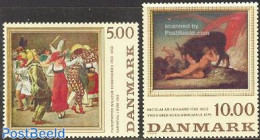 Denmark 1984 Paintings 2v, Mint NH, Nature - Various - Cattle - Folklore - Art - Modern Art (1850-present) - Unused Stamps