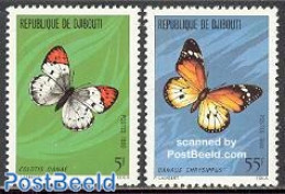 Djibouti 1980 Butterflies 2v, Mint NH, Nature - Butterflies - Djibouti (1977-...)