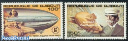 Djibouti 1980 Zeppelin 2v, Mint NH, Transport - Zeppelins - Zeppeline