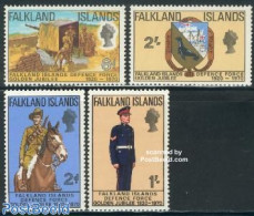 Falkland Islands 1970 Defense Force 4v, Mint NH, History - Nature - Transport - Various - Coat Of Arms - Militarism - .. - Militaria
