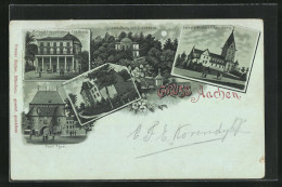 Mondschein-Lithographie Aachen, Hotel Belvedère Auf Dem Lousberg, Pont Tor, Salvatorikirche  - Aachen